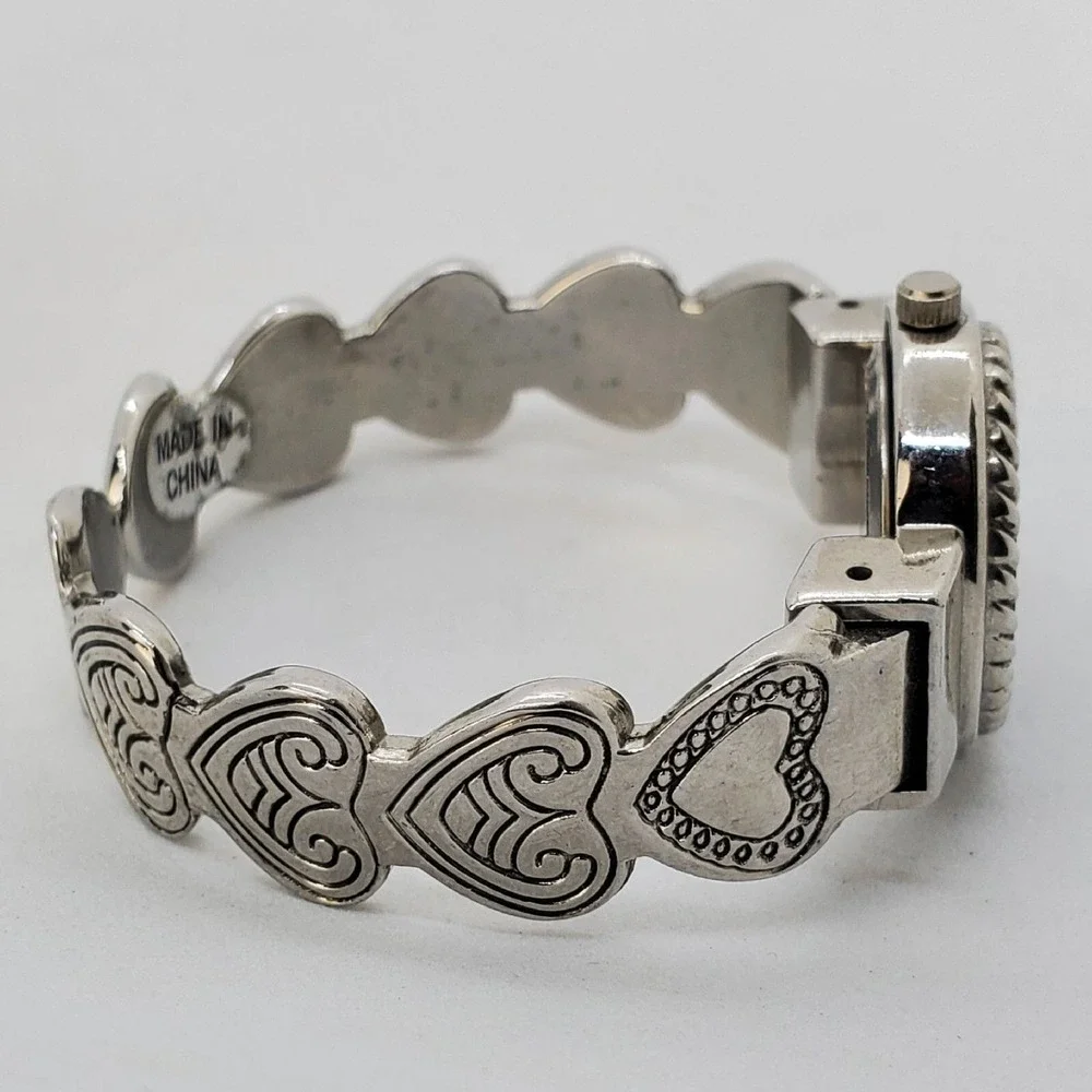 Women's Cuff Watch Hearts Band 26MM Gray‎ Tone 5.5